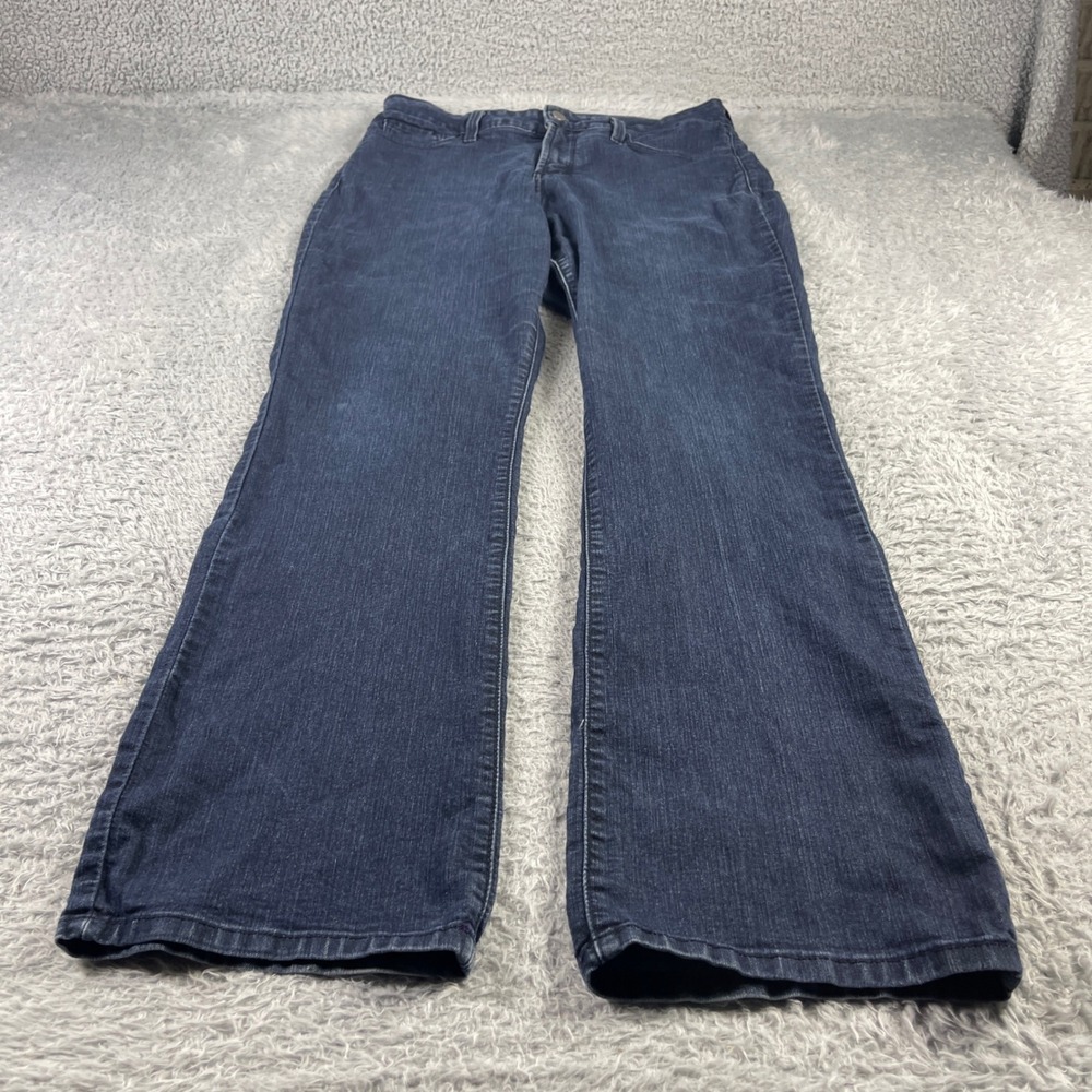 NYDJ Womens Bootcut Jeans Dark Wash Blue Stretch Denim Made in USA Size 14